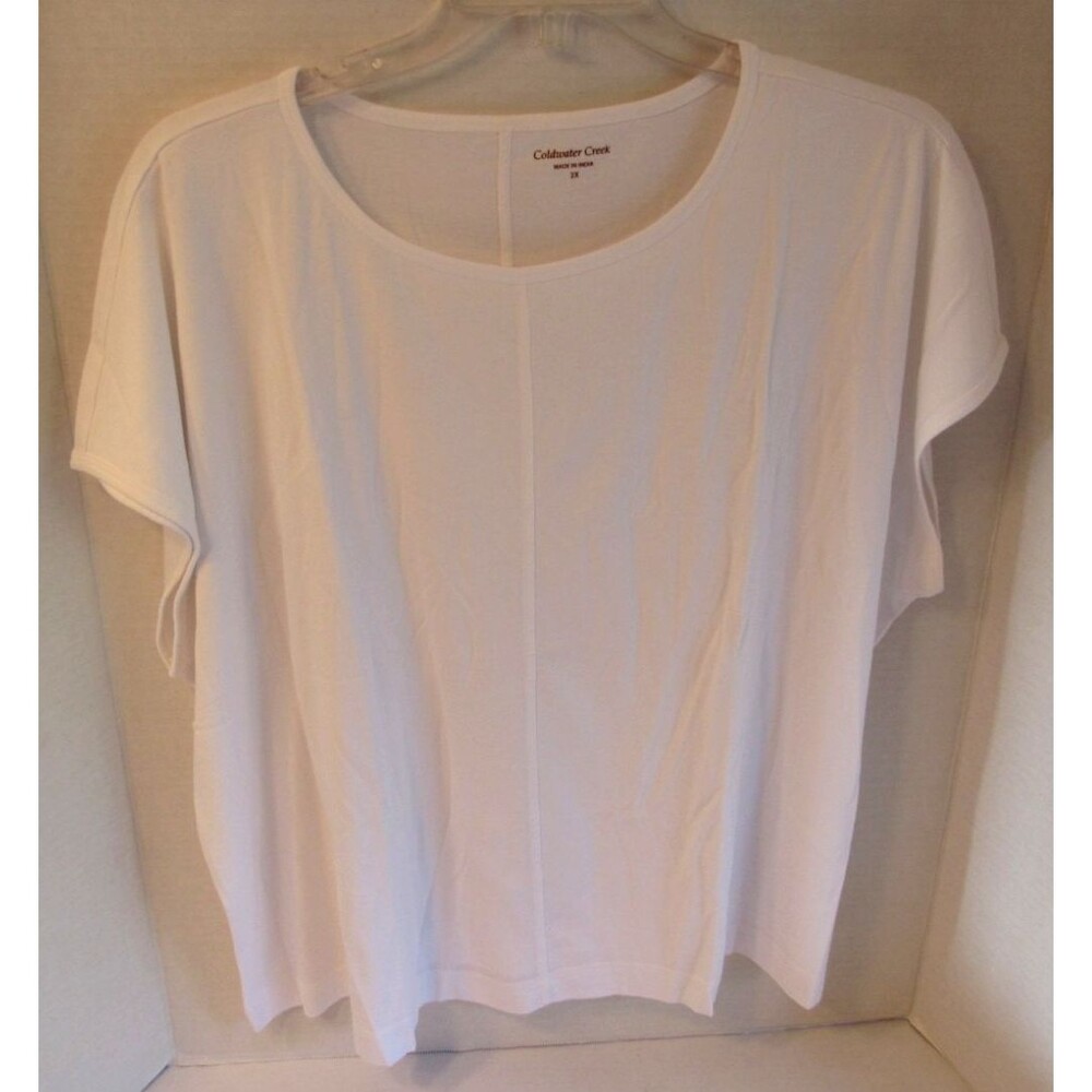 Coldwater Creek Womens Solid White Crew Neck Sleeveless Tank Top Size 2X New